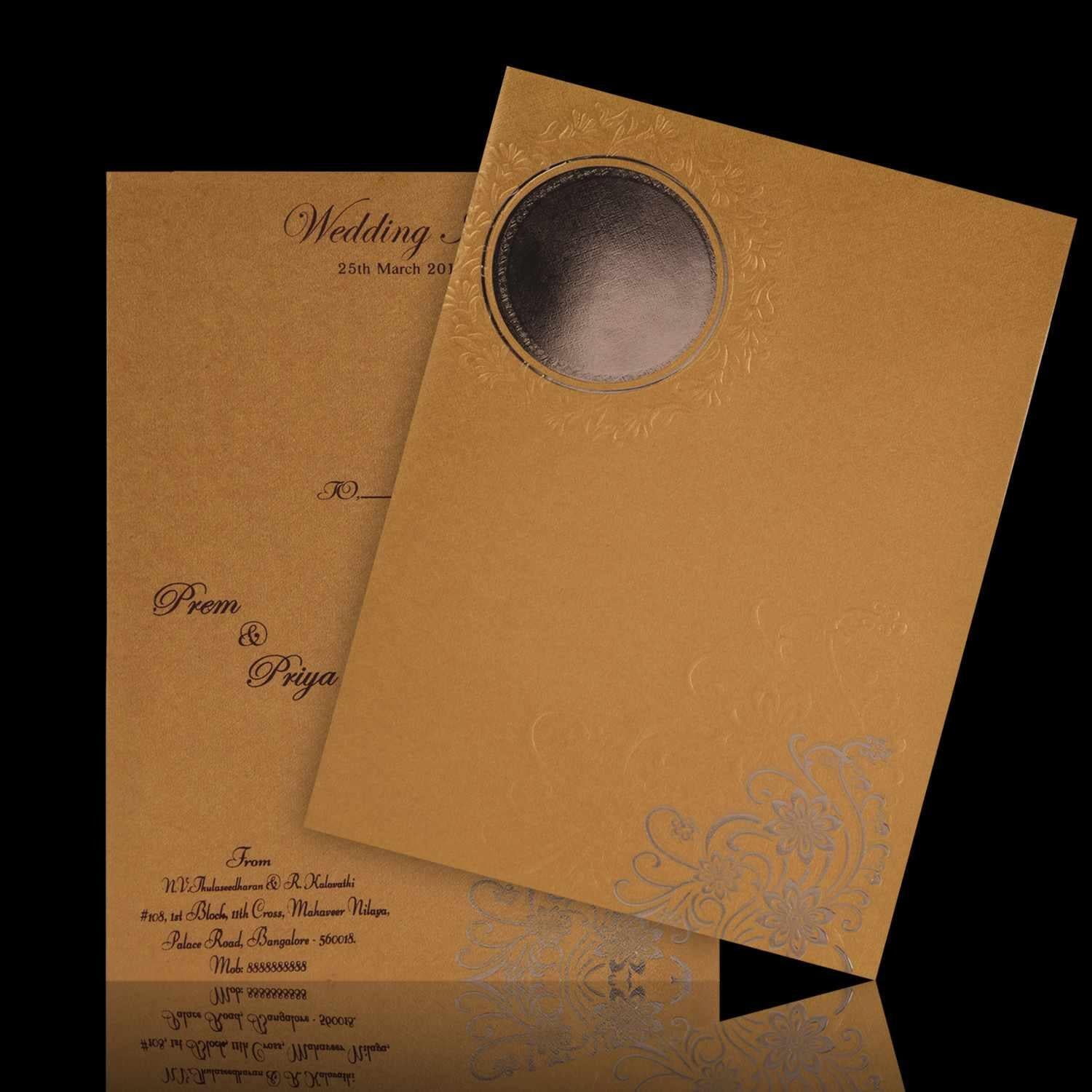 Lovely Gold Shading With Gold Foiling Flower Wedding Card - KNK3480