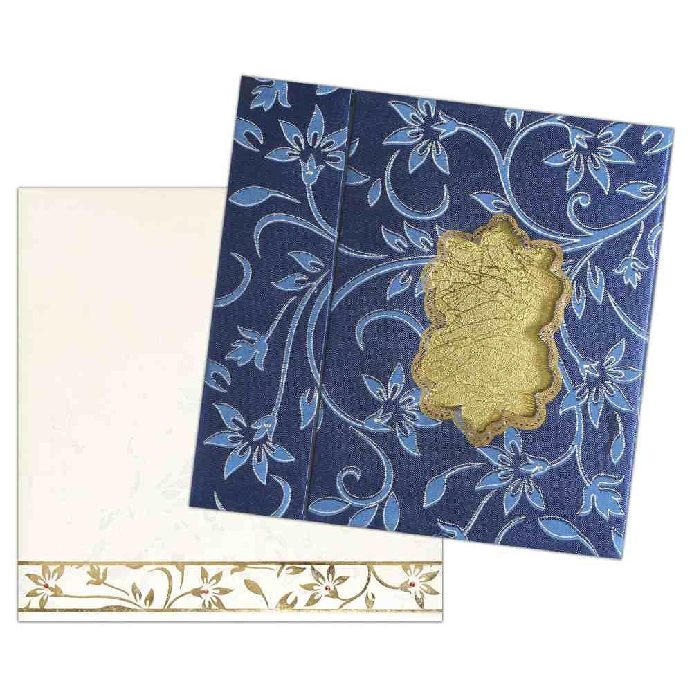 Pleasant  Floral Blue Shading With Wedding Invitation Card -KNK3517