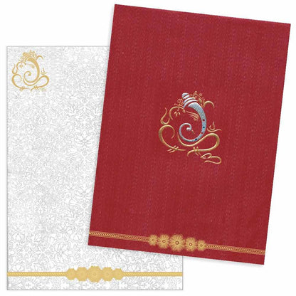 Alluring Red Shading With Floral Border Padded Wedding Card - KNK3606