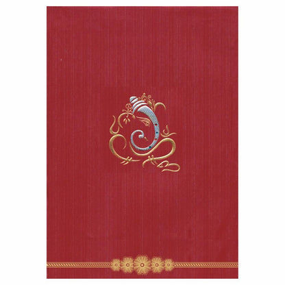 Alluring Red Shading With Floral Border Padded Wedding Card - KNK3606