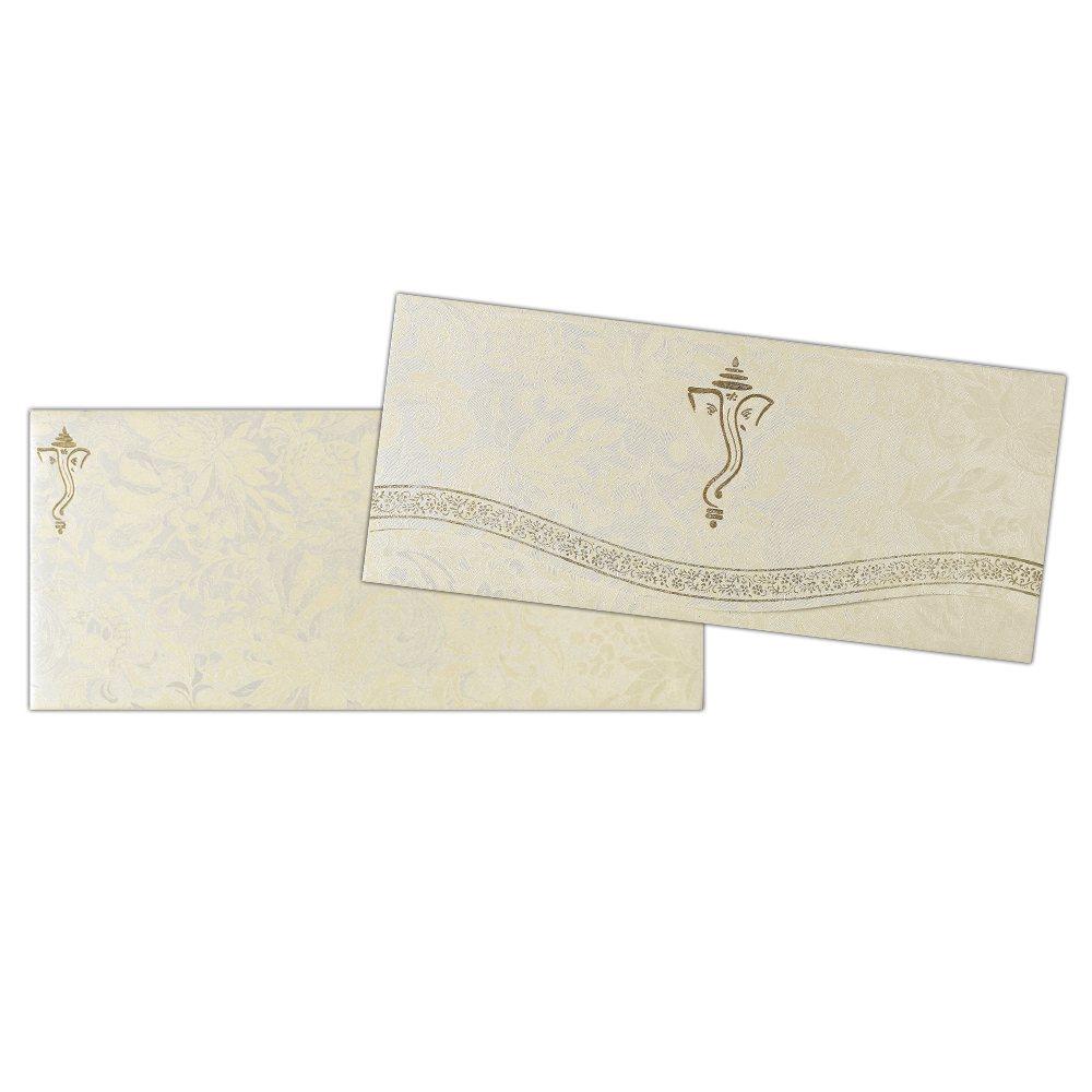Beige Floral Ganesha Wedding Invitation Card