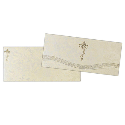 Beige Floral Ganesha Wedding Invitation Card