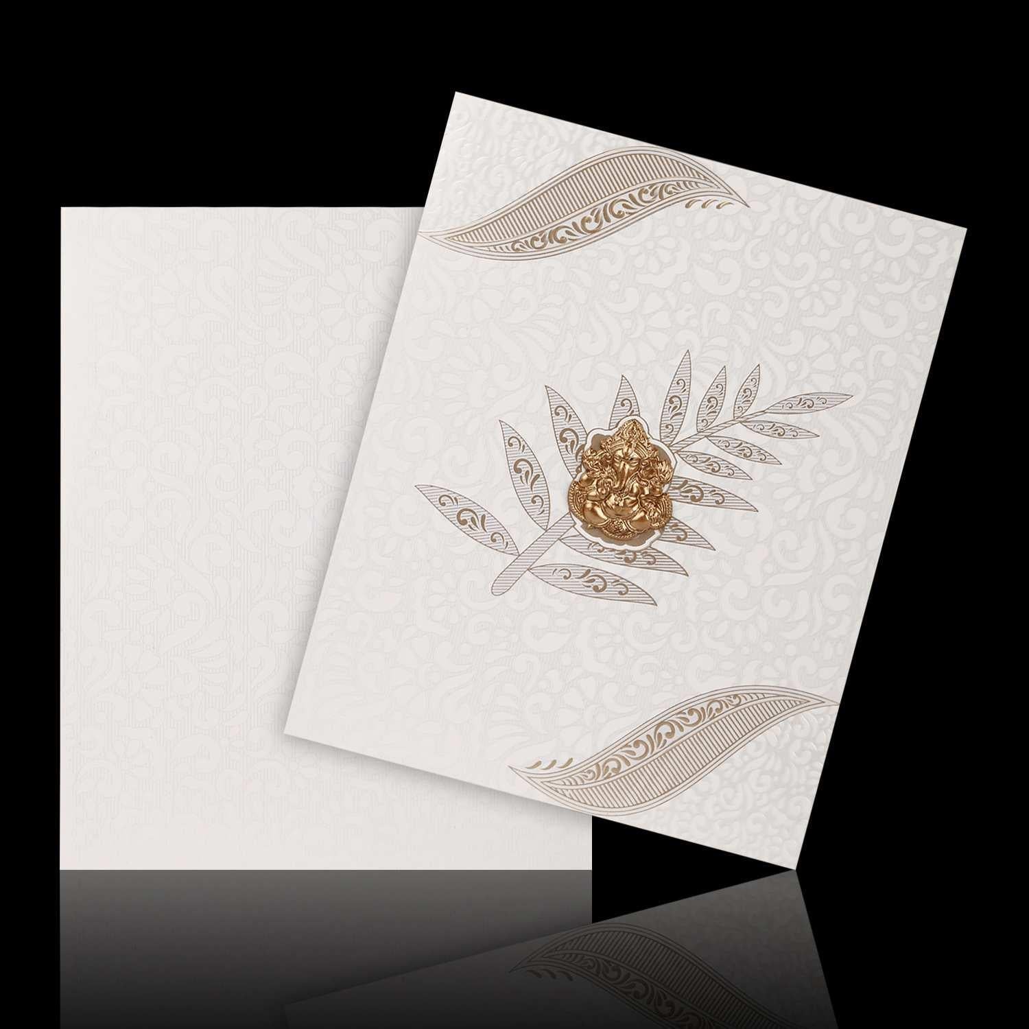 Fascinating Ganesha With White Shaded Wedding Card - KNK3623