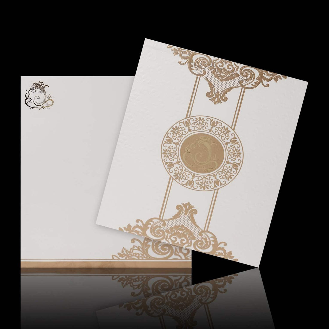Beautiful Blossom Design With Ganesha Theme Wedding Card - KNK3848