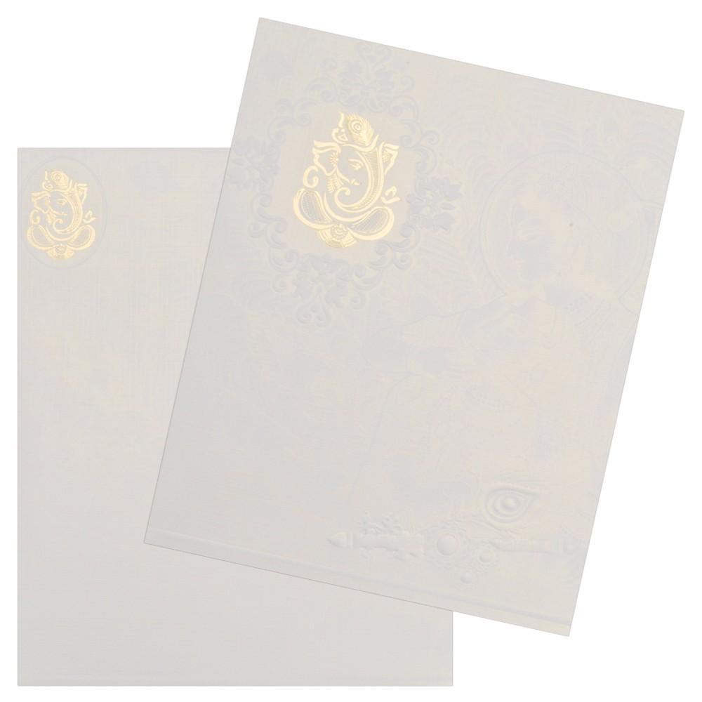 White Ganesha Wedding Invitation Card-Knk3981