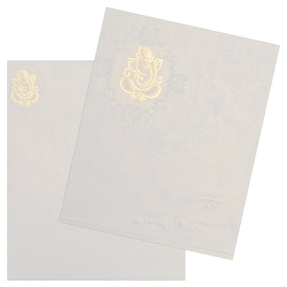White Ganesha Wedding Invitation Card-Knk3981