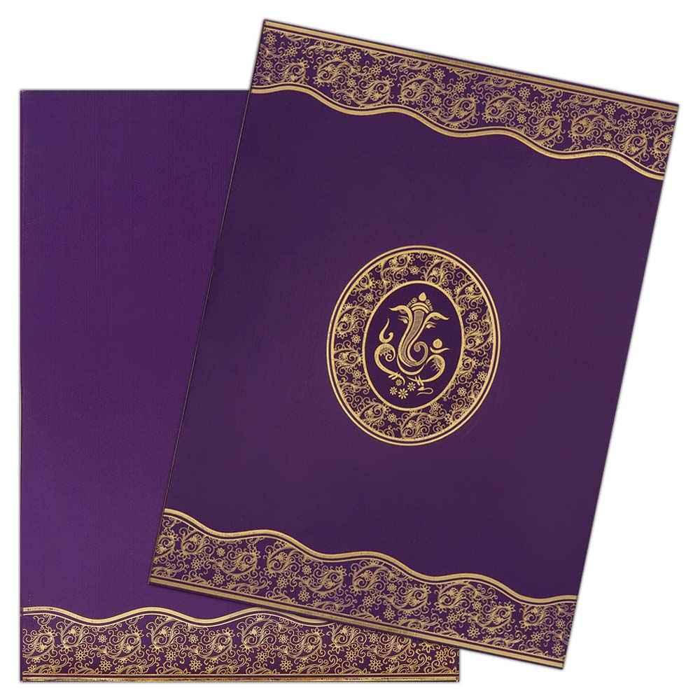 Invitation Card - Purple Hindu Wedding Invitation Card-KNK4023