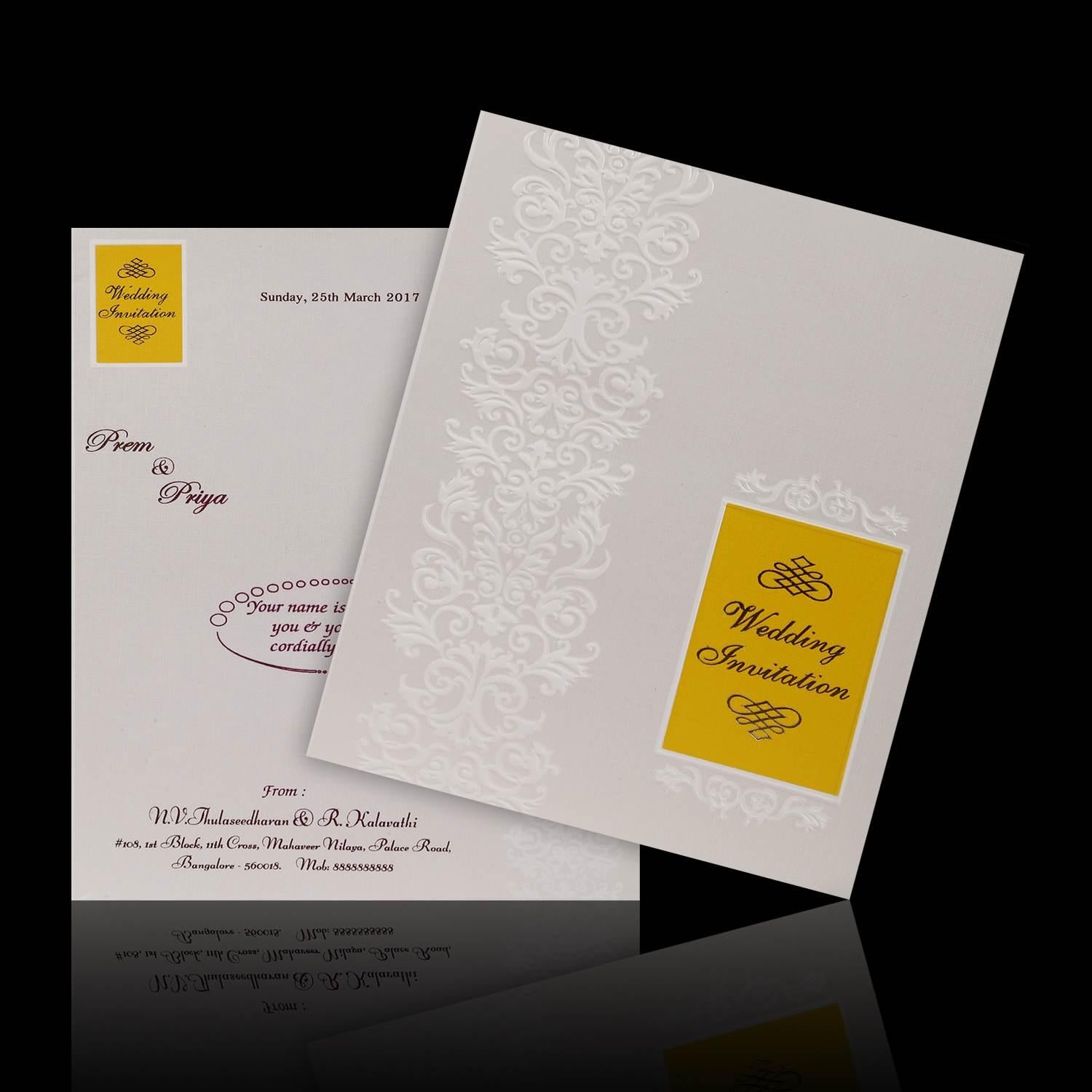 Classic White Floral Theme Wedding Card  - KNK4037