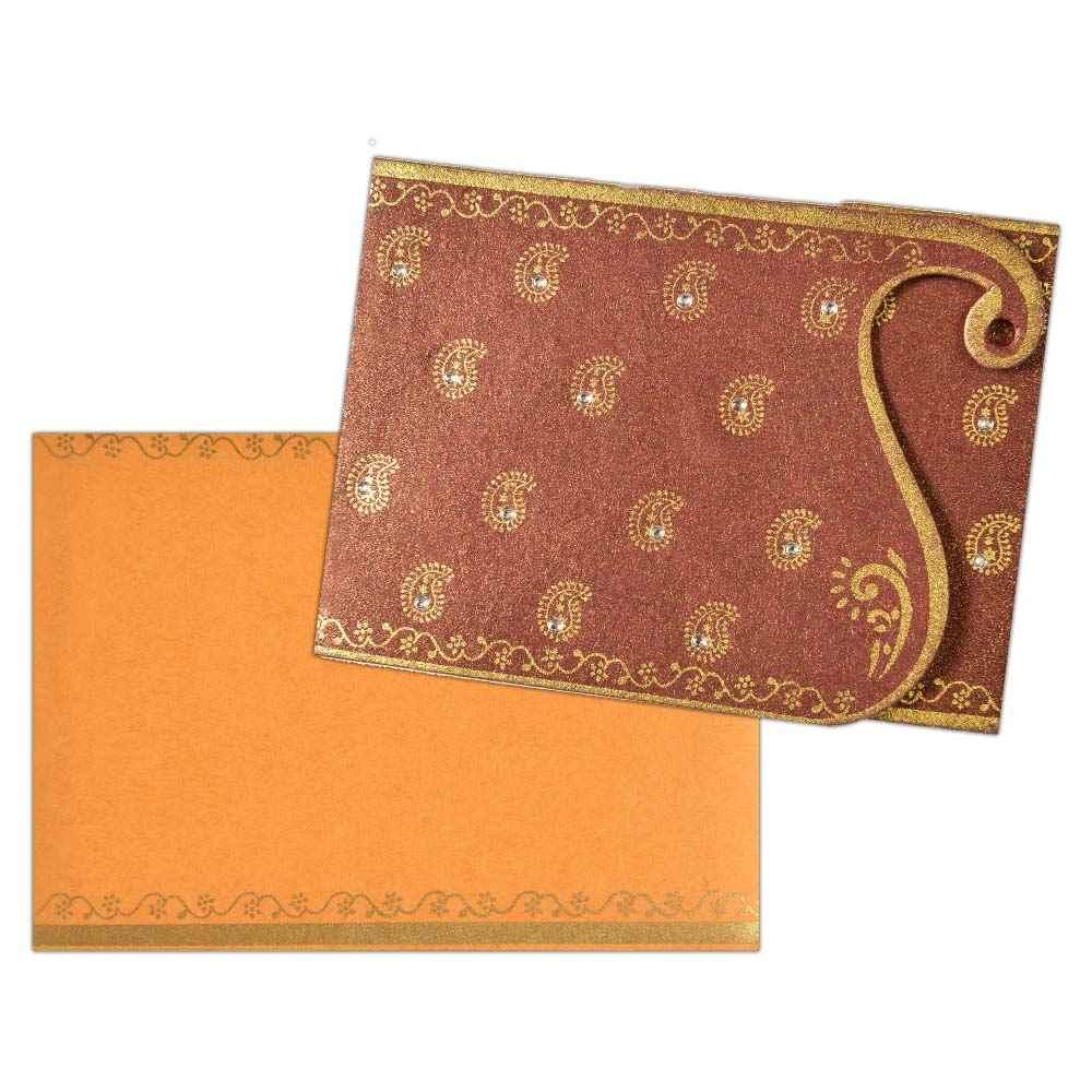 Invitation Card - Ethnic Flavour in Metallic Brown Card-KNK4111