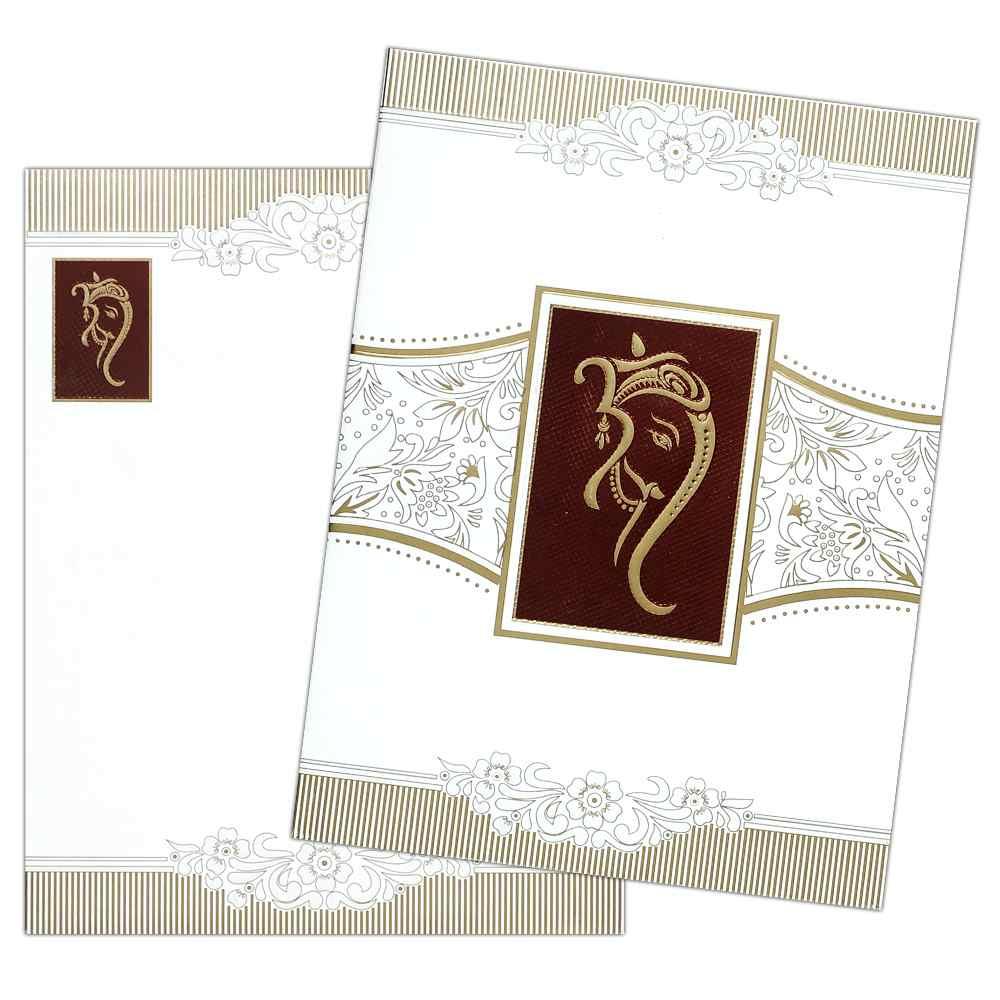 Invitation Card - Red Golden Designer Om Ganesha Invitation Card-KNK4176