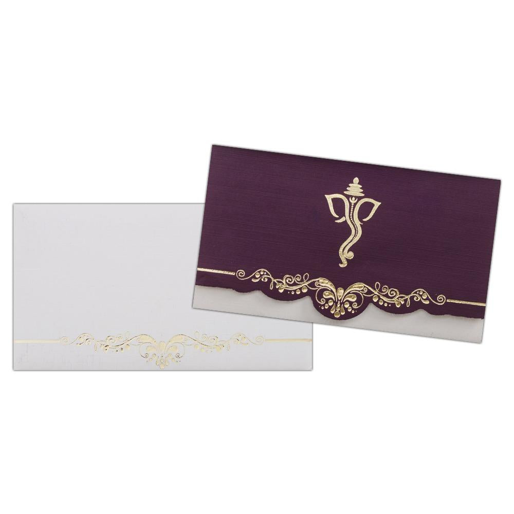 Buy Purple Metallic Sheet Personal Wedding Card from our latest collection of indian wedding cards. Make your marriage invitation memorable by ordering this wedding card online.