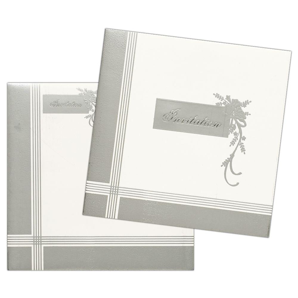 Invitation Card - White and Grey Designer Invitation Card-KNK4317
