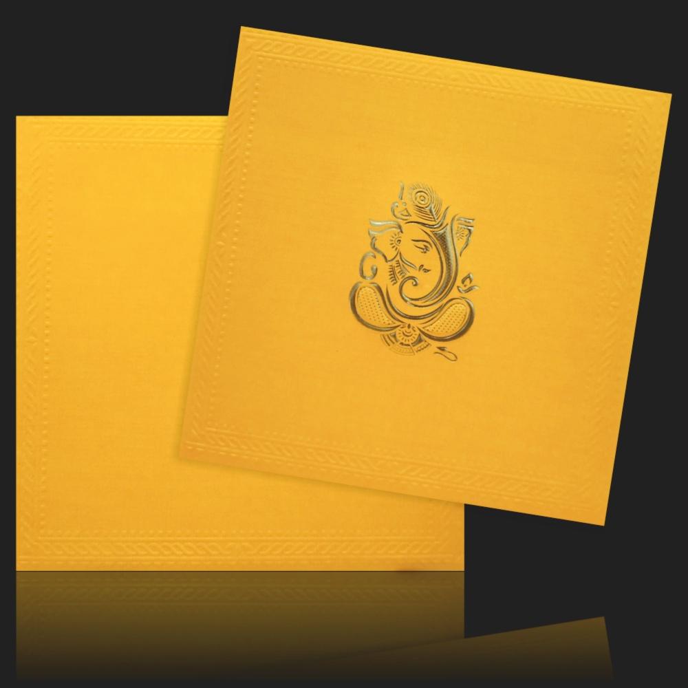 Dazzling Embossed Ganesha With Gold Shading Wedding Card
