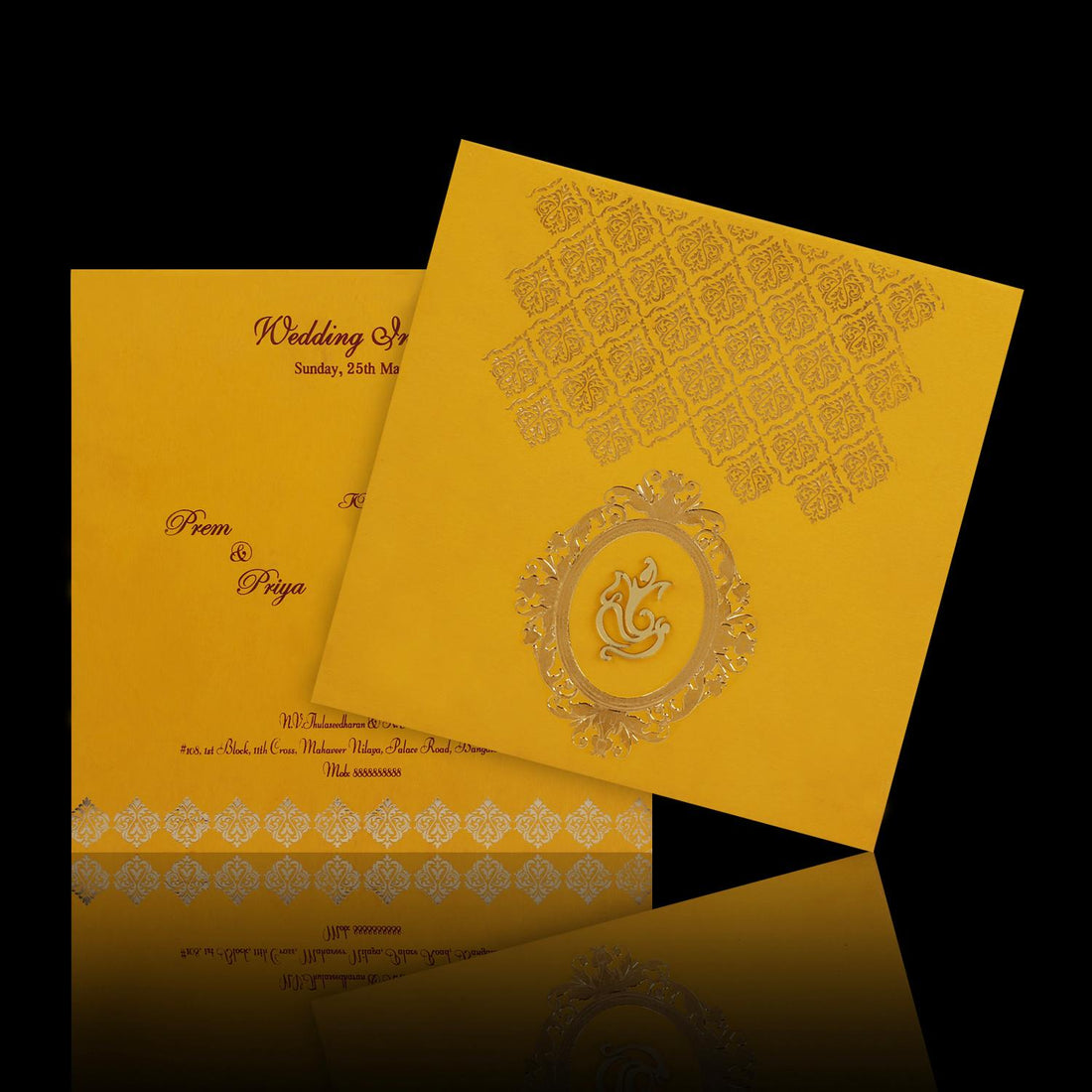 Yellow Padded Invitation Card-KNK4459