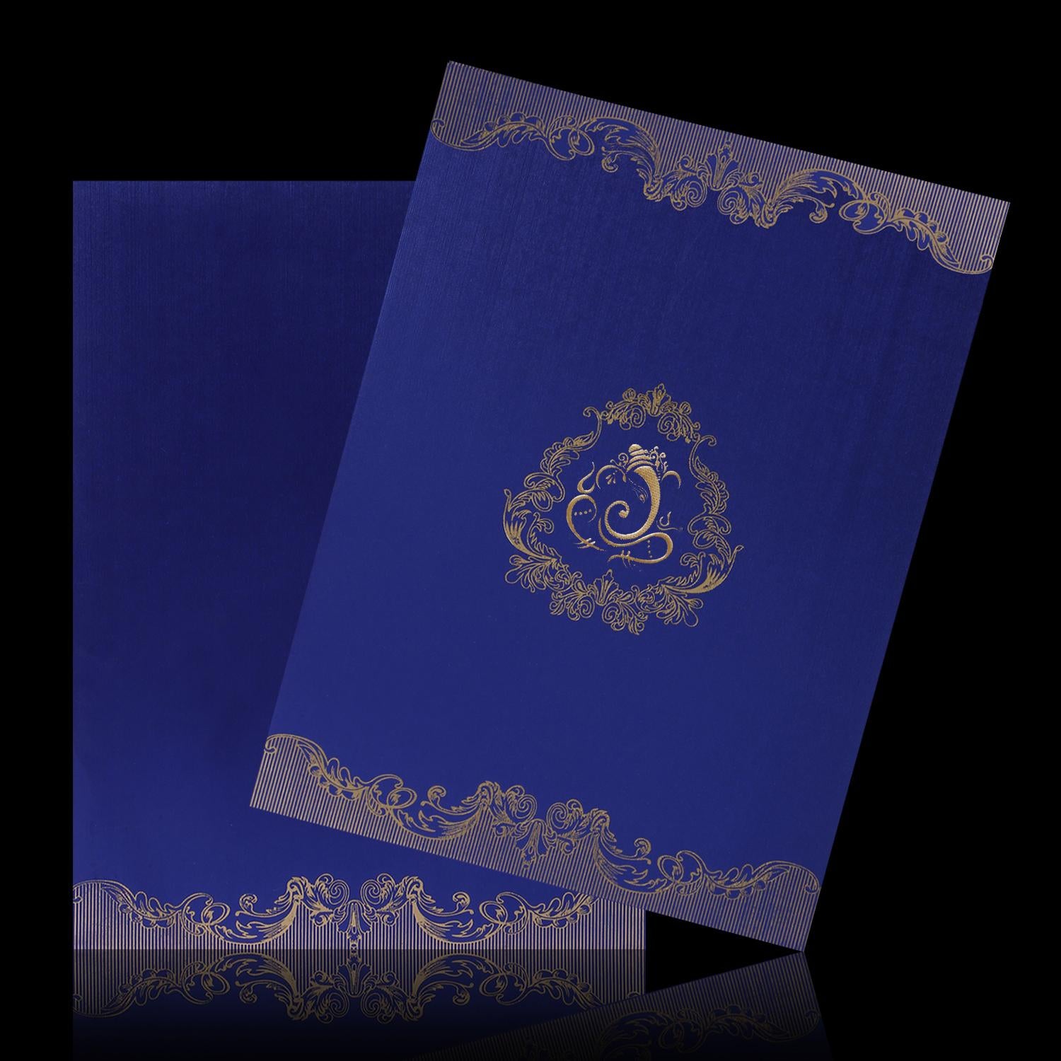 Violet Ganesha Floral Invitation Card-KNK4529