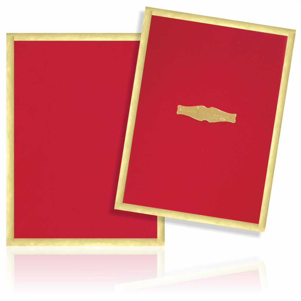 Pristine Royal Red Shading With Gold Border Padding Wedding Card - KNK4680