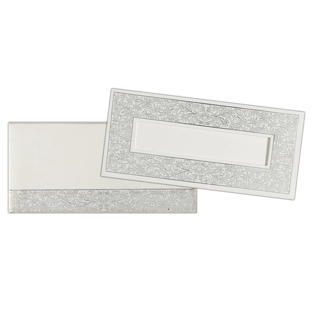 Invitation Card - White and Silver Padded Invitation Card-KNK4744