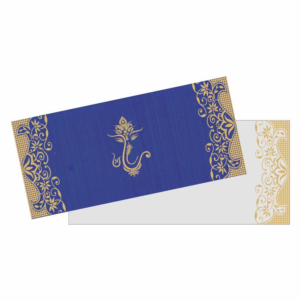 Blue Ganesha Invitaton With Gold Design-KNK4747