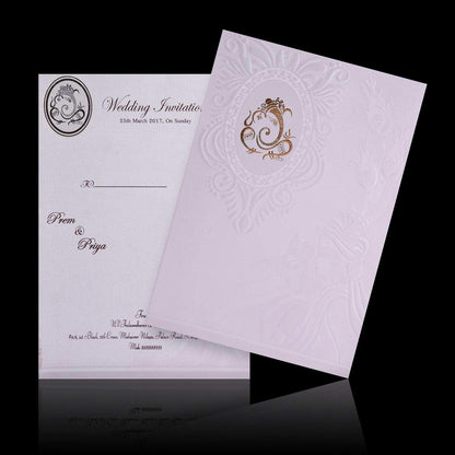 Well Groomed White Shading Gold Ganesha Wedding Card - KNK4790