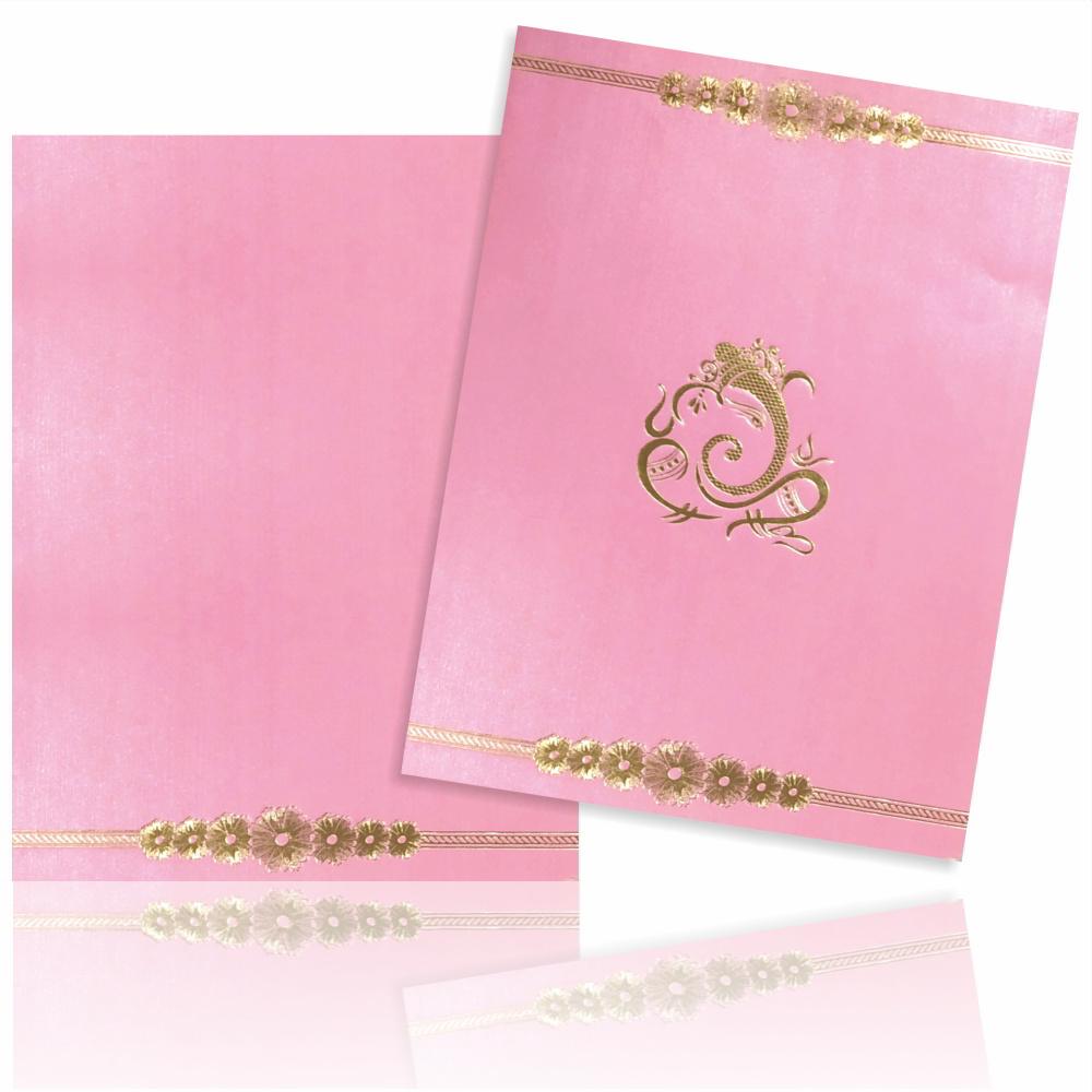 Pink Metallic Invitation Card With Floral Design-KNK4824