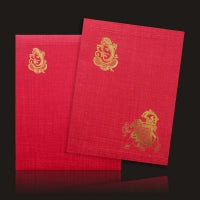 Gorgeous Orange Color Ganesha Wedding Card-KNK50030