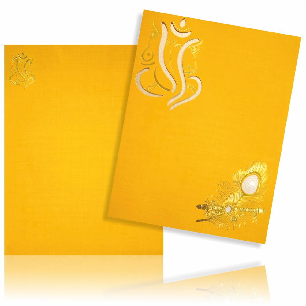 Orange Peacock Design With Die Cut Ganesha
