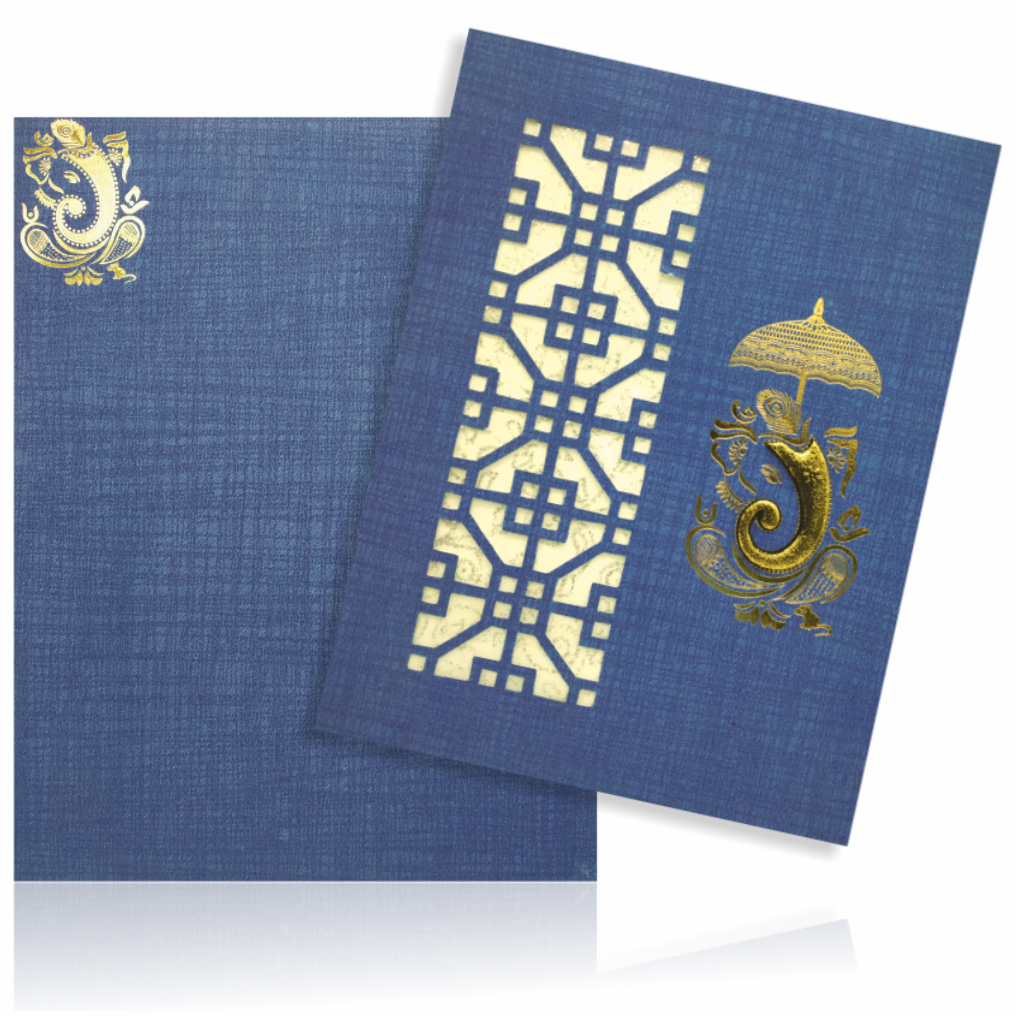 Blue Jumbo Metallic Die Cut Card-KNK50194