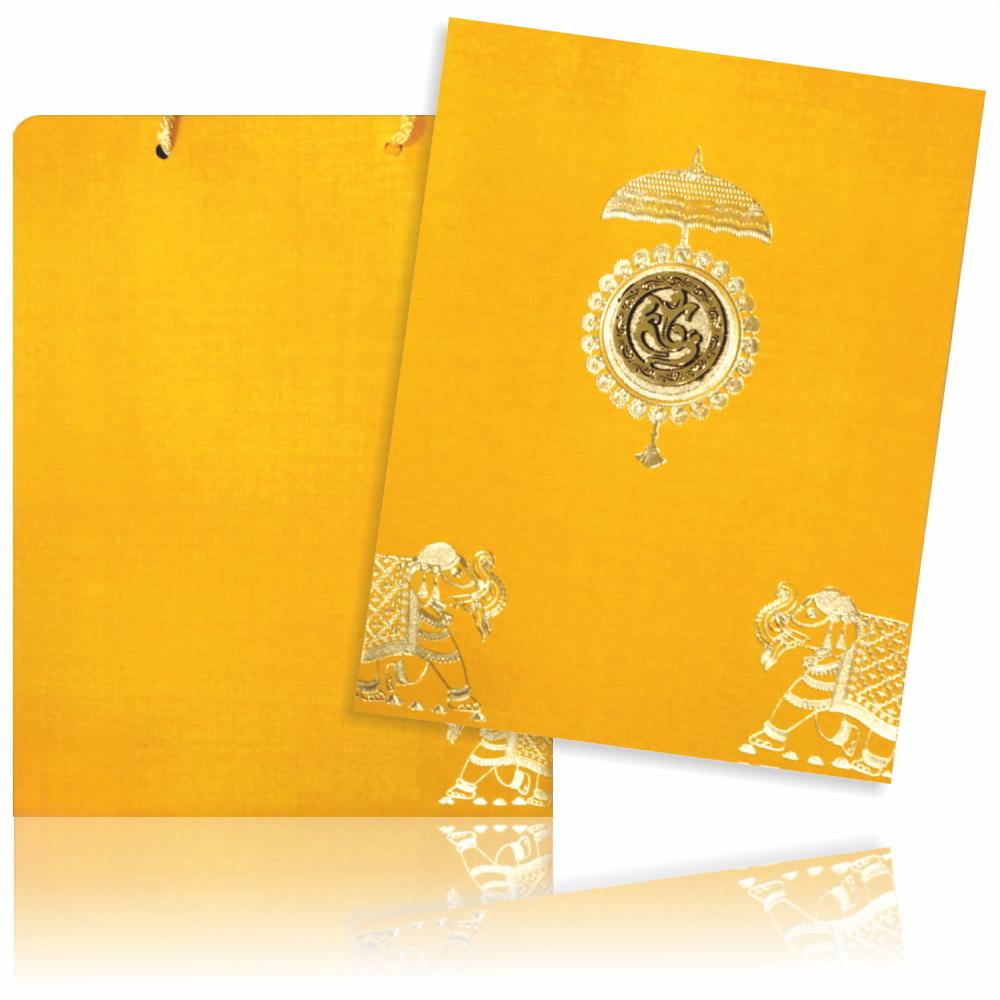 Orange Jumbo Metallic Elephant Design in Gold Foiling-KNK50761