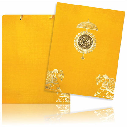 Orange Jumbo Metallic Elephant Design in Gold Foiling-KNK50761