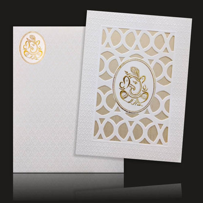 Glossy Laser Cut Ganesha Wedding Card - KNK73010