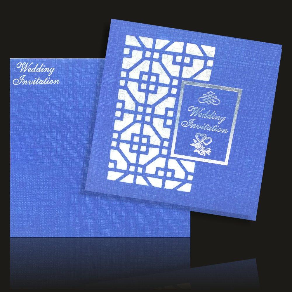 Blue Laser cut Invitation Card-KNK833BI