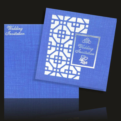 Blue Laser cut Invitation Card-KNK833BI