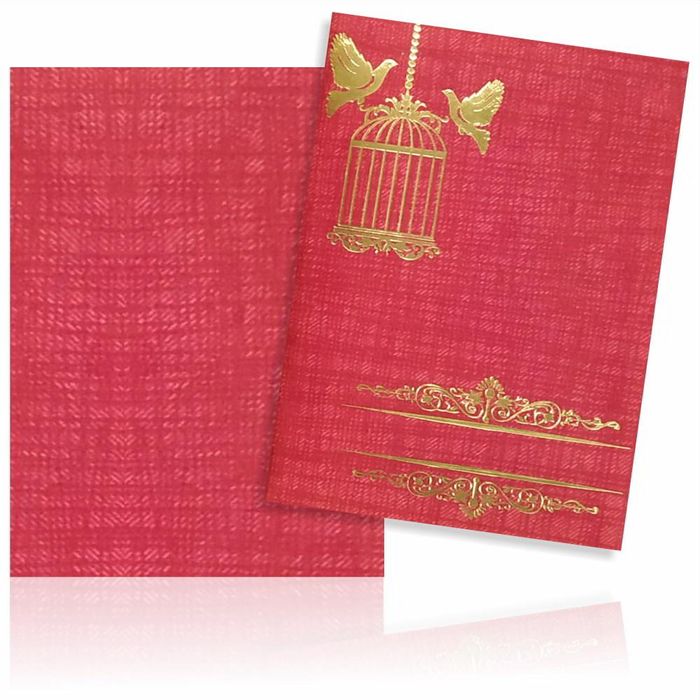 Royal Red Shading With Bird Cage Theme Personal Wedding Card - KNKP001R-King of Cards