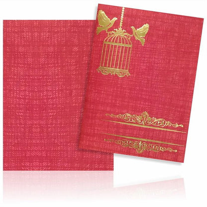 Royal Red Shading With Bird Cage Theme Personal Wedding Card - KNKP001R-King of Cards