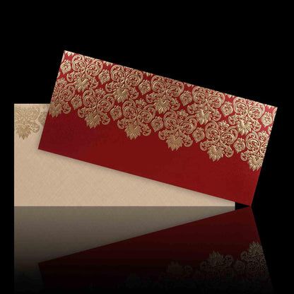 Classic Red Shading With Gold Foiling Blossom Theme Wedding Card - KNKZ02440