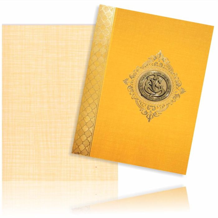 Orange Prince Paper Gold Border Wedding Card-King of Cards