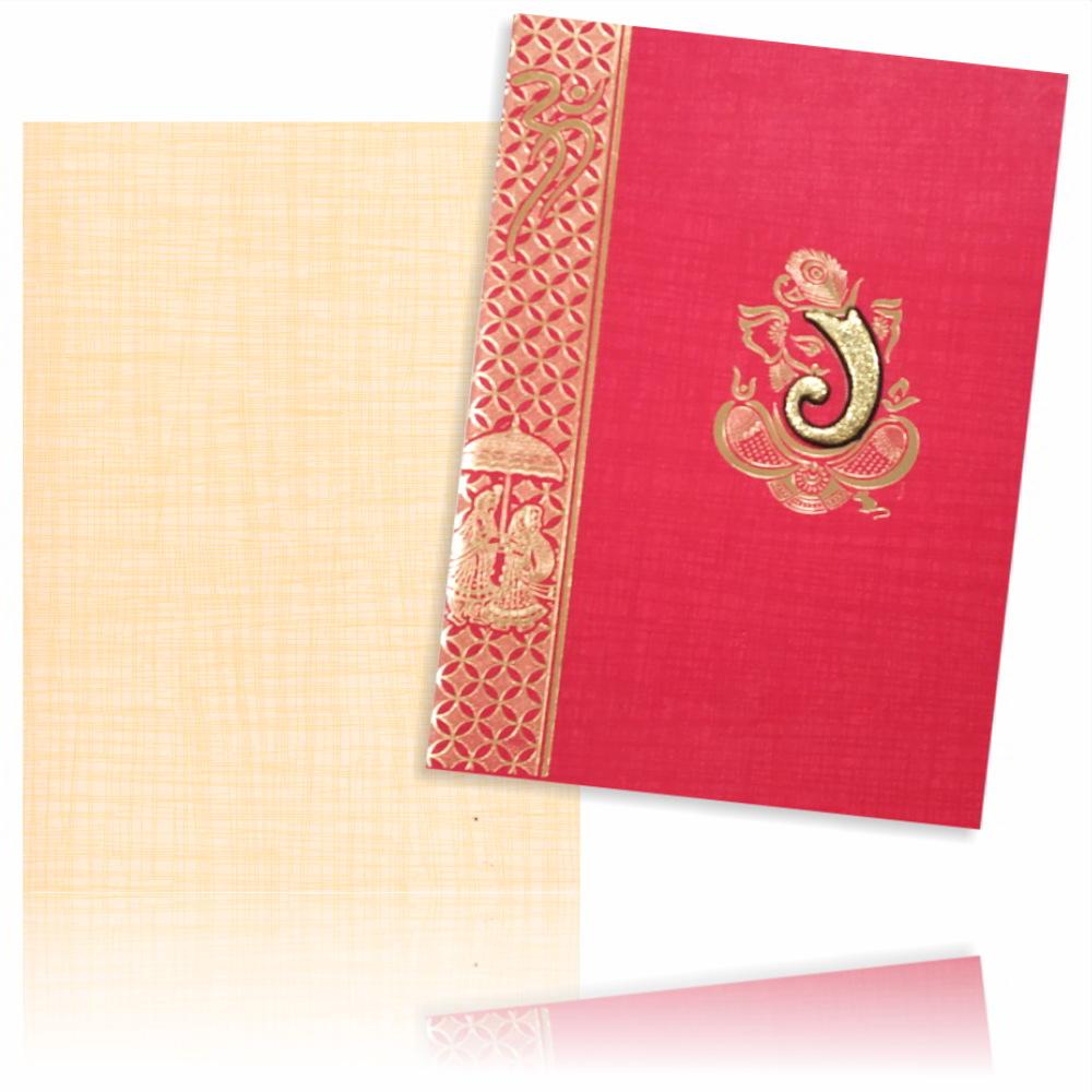 Blue Prince Paper Print Hindu Wedding Card With Gold Foiling Print Design-KNPM709R
