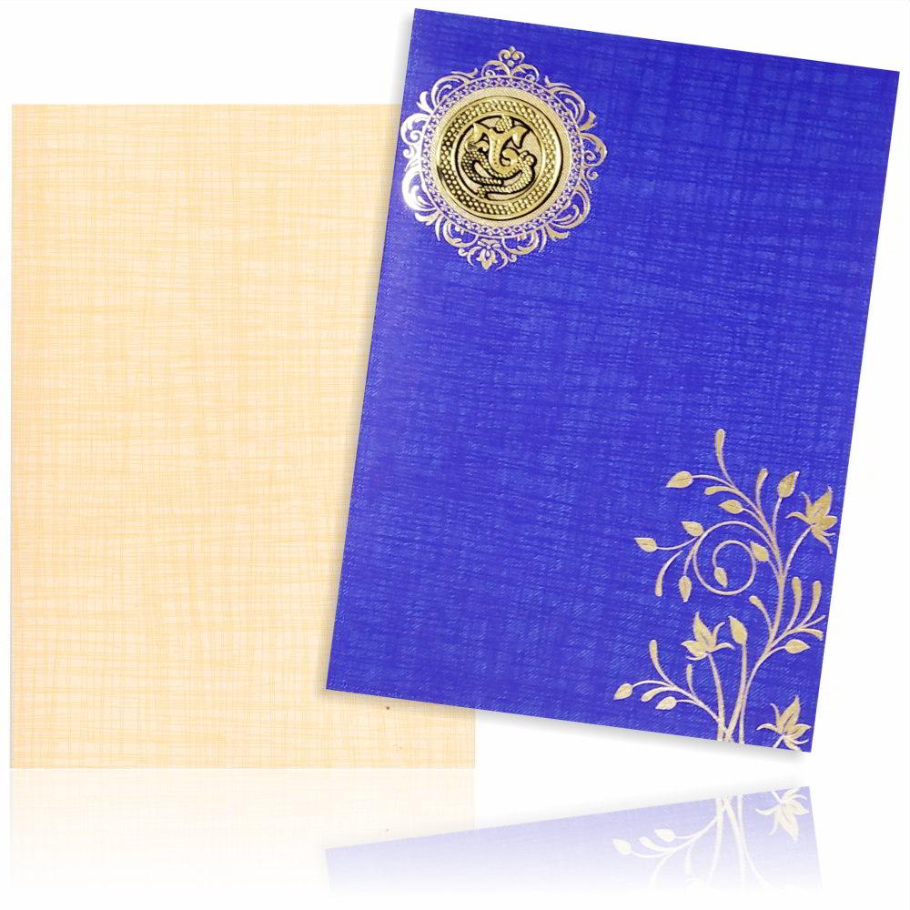 Blue Prince Paper Print Leaf Design In Gold Foiling Print-KNPP711B