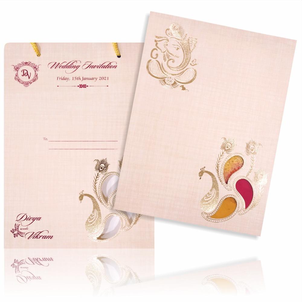 Sandal Premium Padded Invite With Arishina Kuku Design-KNPS9516S