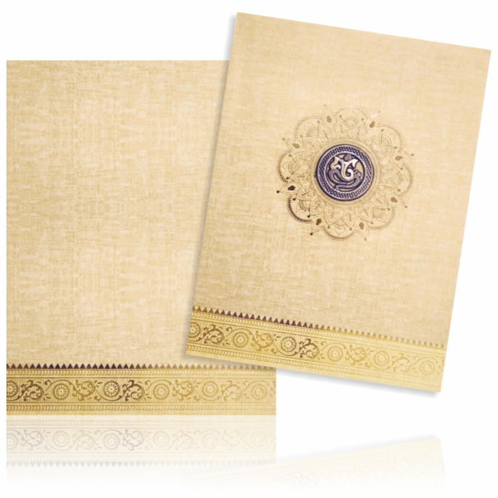 Brown Gold Premium Padded Card With Ganesha Sticker-KNPS9521N