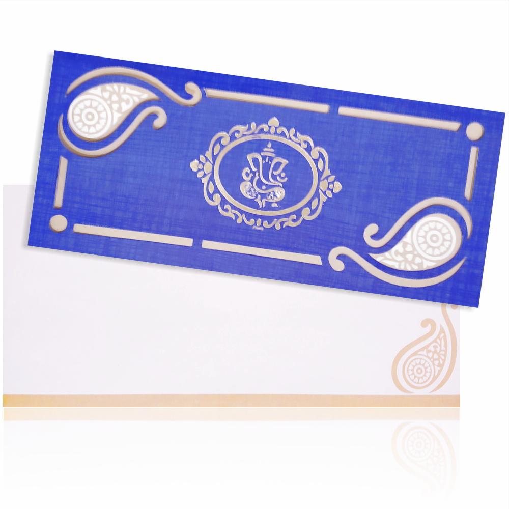 Blue Ganesha Card With Gold Foiling-KNSPC315