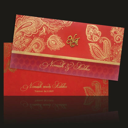 Gold Embossed Royal Wedding Mandap Invitation Card-KPR06510