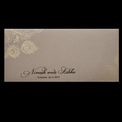 Peach Royal Baraat Boxed Type Wedding Card-KPR06520
