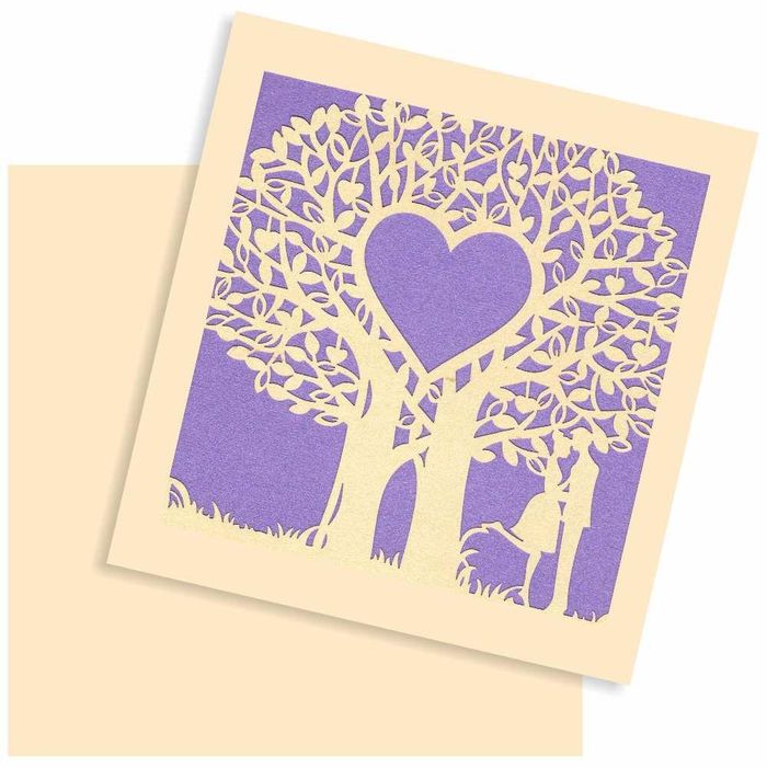 Sentimental theme with laser cut violet color wedding card Invitation Card - KRM06240-King of Cards