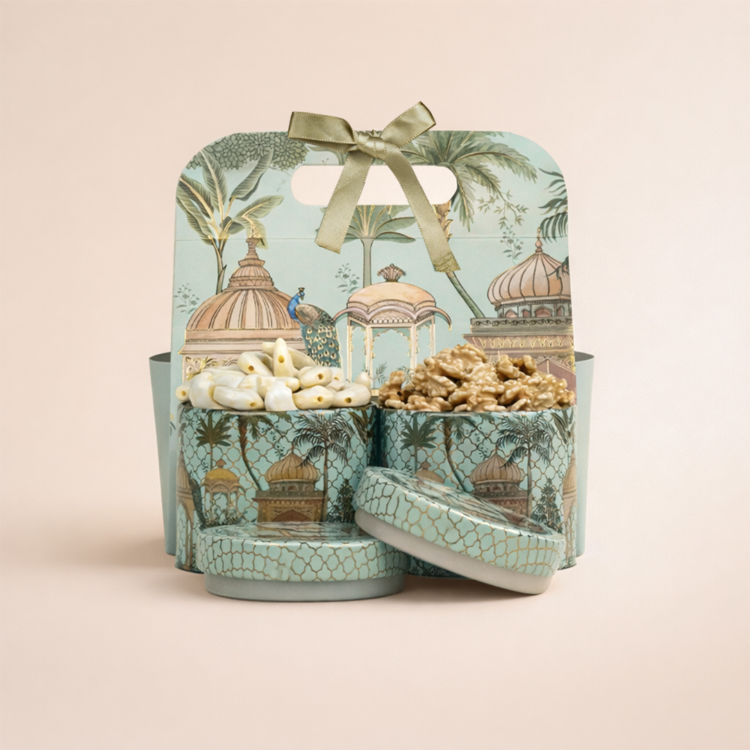 Green Peacock Palace Return Gift Hamper-GNBT9503