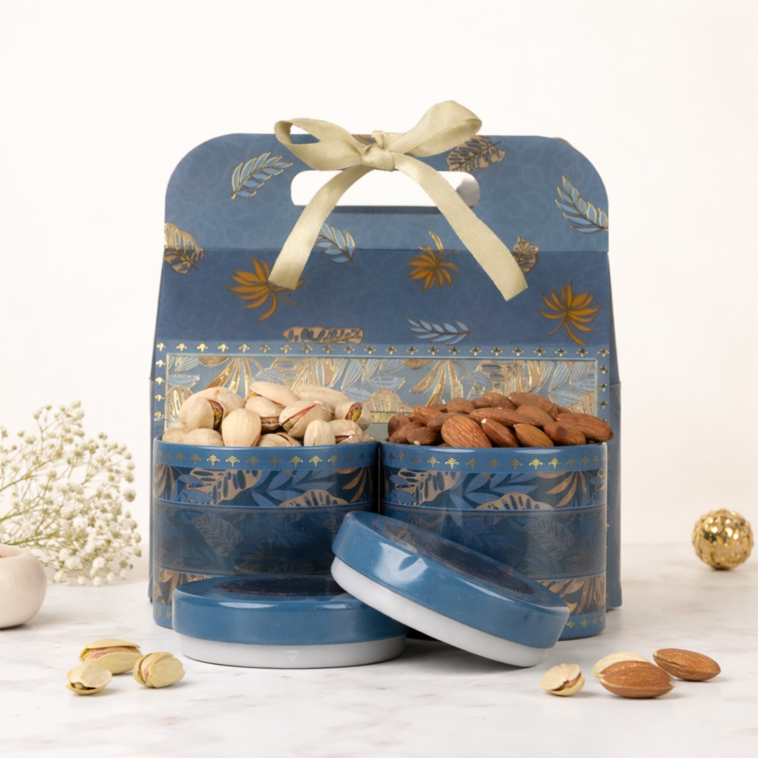 Blue Floral Leaf Return Gift Hamper-GNBT9501