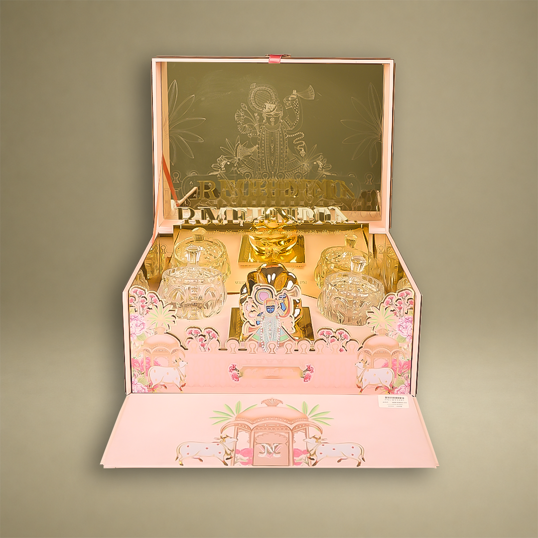 Pink Premium Shreenathji Luxury Invitation Box - KNLW20241