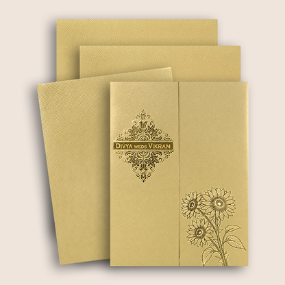 Ivory Floral Door Style Wedding Card - KNKTG048