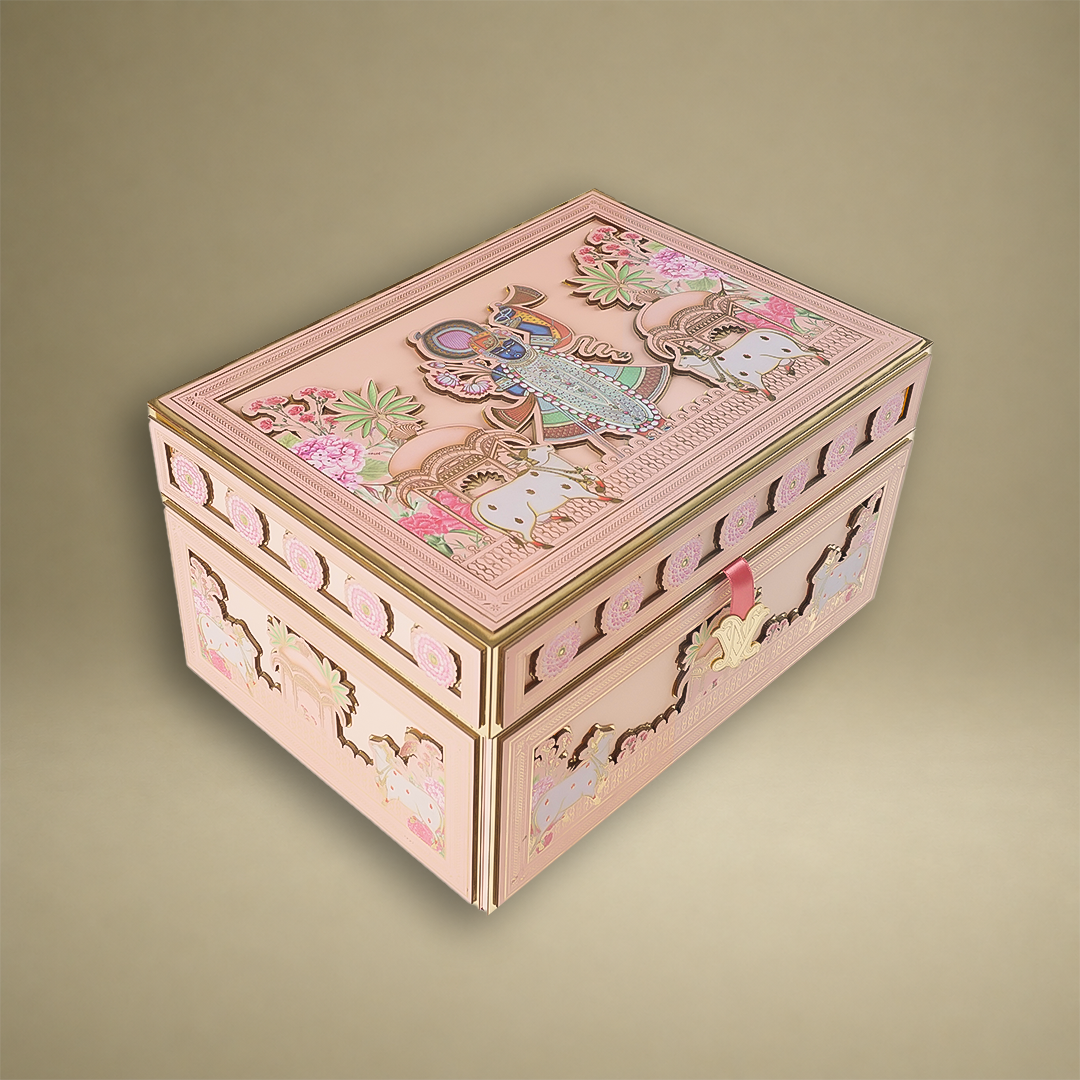 Pink Premium Shreenathji Luxury Invitation Box - KNLW20241