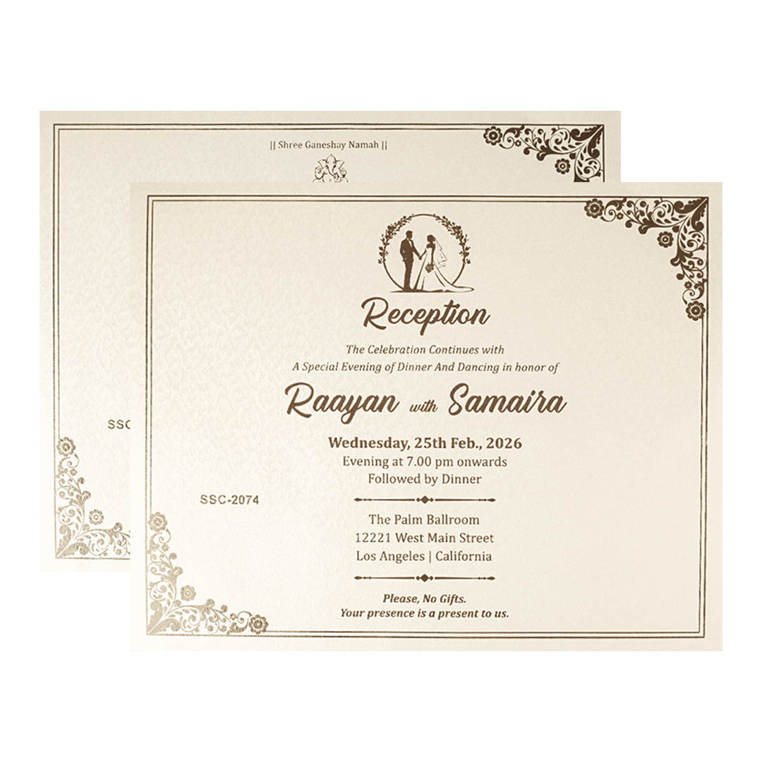 Buy White Gold Floral Padded Wedding Card